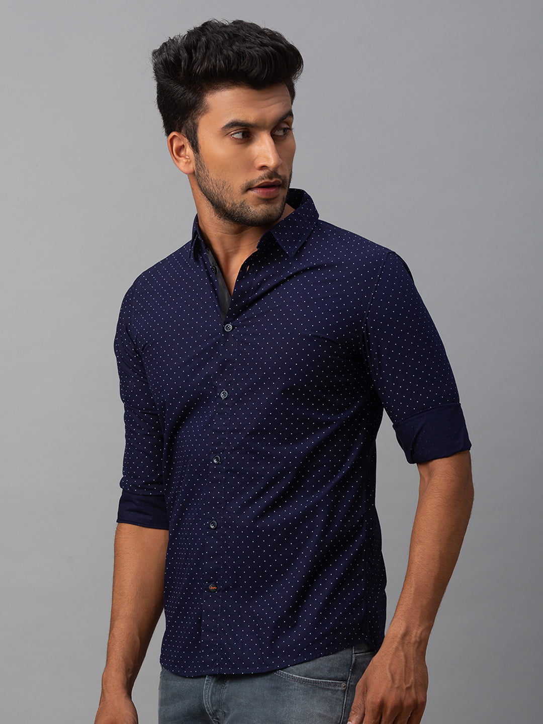 Spykar Men Blue Cotton Slim Fit Shirt