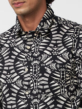 Spykar Men Black Cotton Regular Slim Fit Full Sleeve Causal Printed Shirt