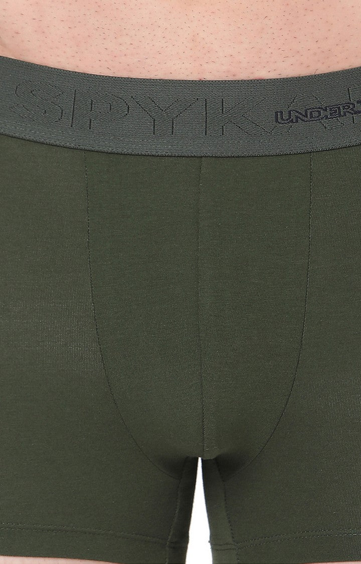 Underjeans By Spykar Men Green Solid Trunks