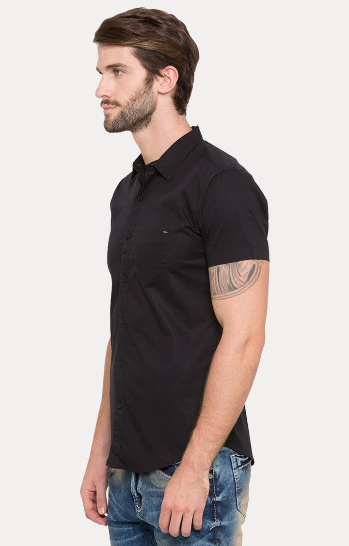 Spykar Men'S Black Cotton Solid Casual Shirts