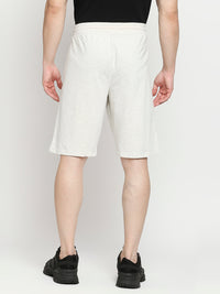 Men Premium Cotton Blend Knitted Ecru Melange Shorts - Underjeans By Spykar