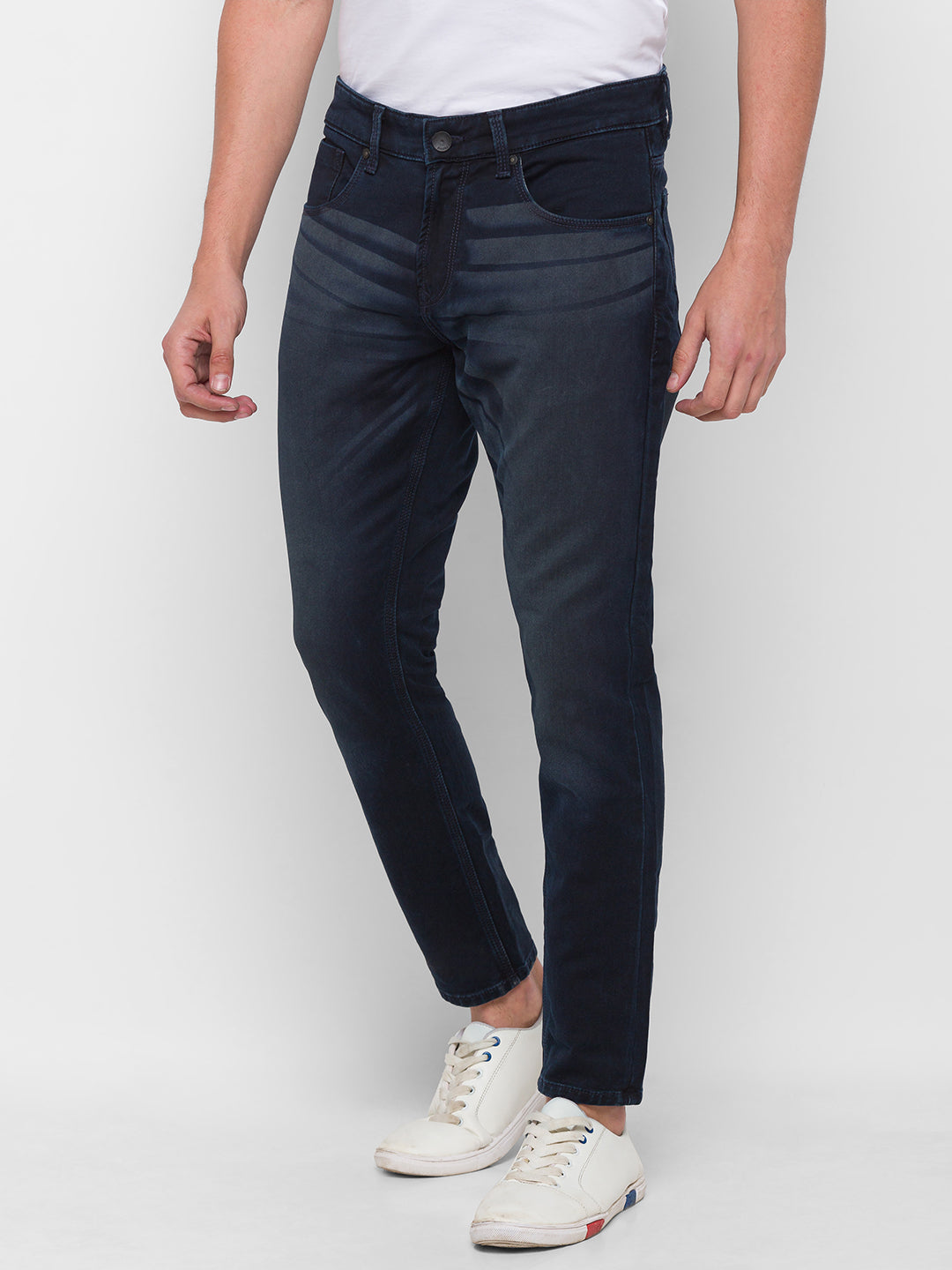 Spykar Men Blue Cotton Slim Fit Tapered Length Jeans (Kano)