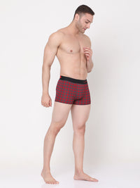 Men Premium Maroon-Check Cotton Blend Trunk- Underjeans By Spykar