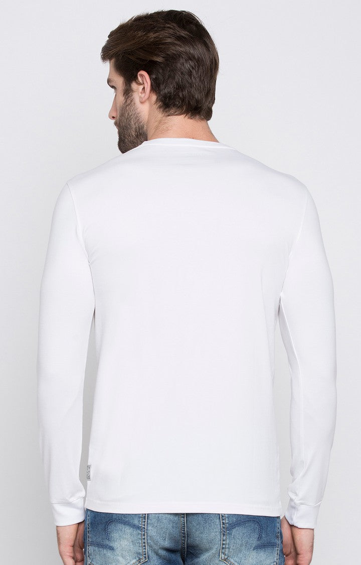 Spykar White Solid Slim Fit Men T-Shirts