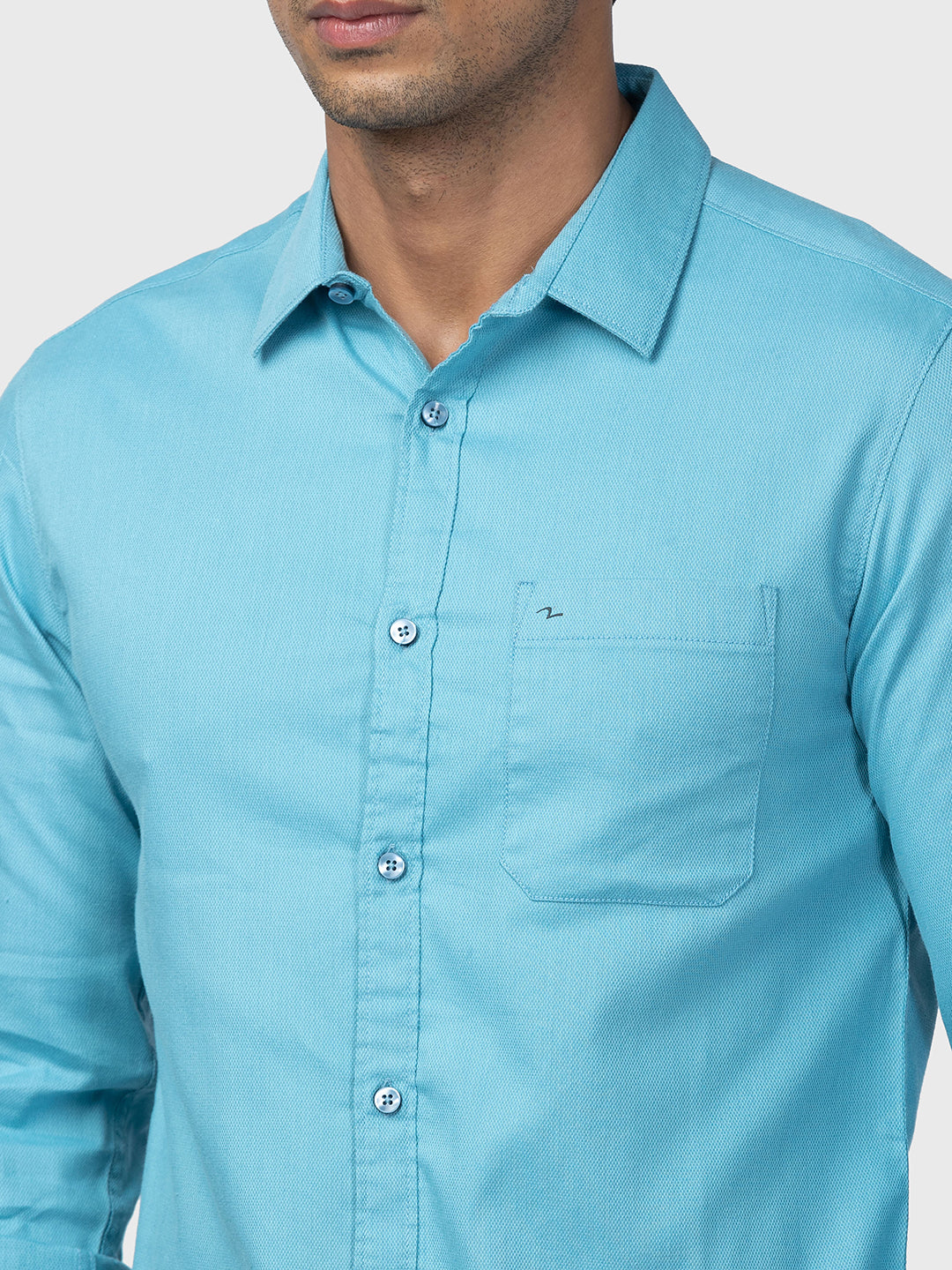 Spykar Men Haze Blue Cotton Slim Fit Plain Shirt