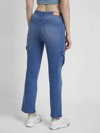 Spykar Women Mid Blue Lycra Slim Straight Fit Ankle Length Clean Look Jeans -(Emma)