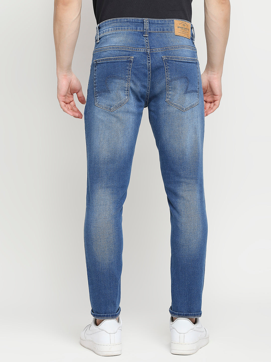 Spykar Men Mid Blue Cotton Slim Fit Tapered Length Jeans (Kano)