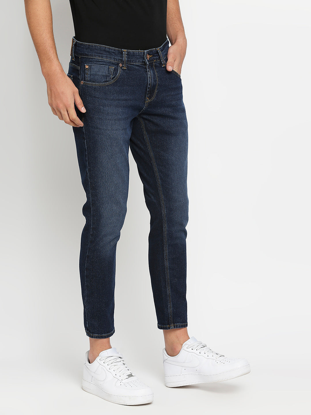 Spykar Blue Cotton Slim Fit Tapered Length Jeans For Men (Kano)