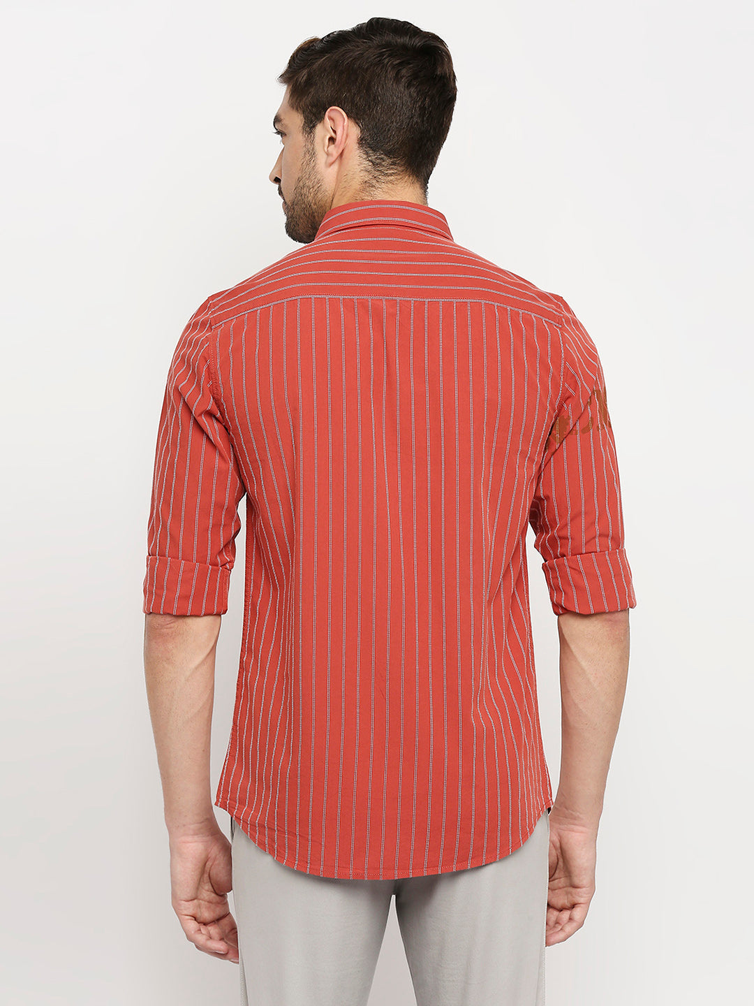 Spykar Men Red Cotton Regular Fit Full Sleeve Casual Shirt