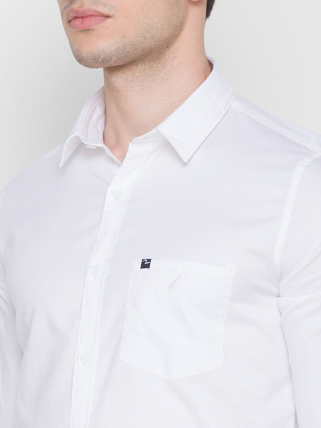 Spykar Slim Fit White Cotton Men Shirt