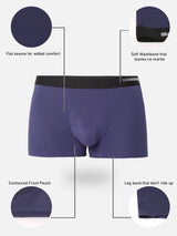 Men Navy Solid Super Premium Bonded Elastic Trunk - Underjeans By Spykar