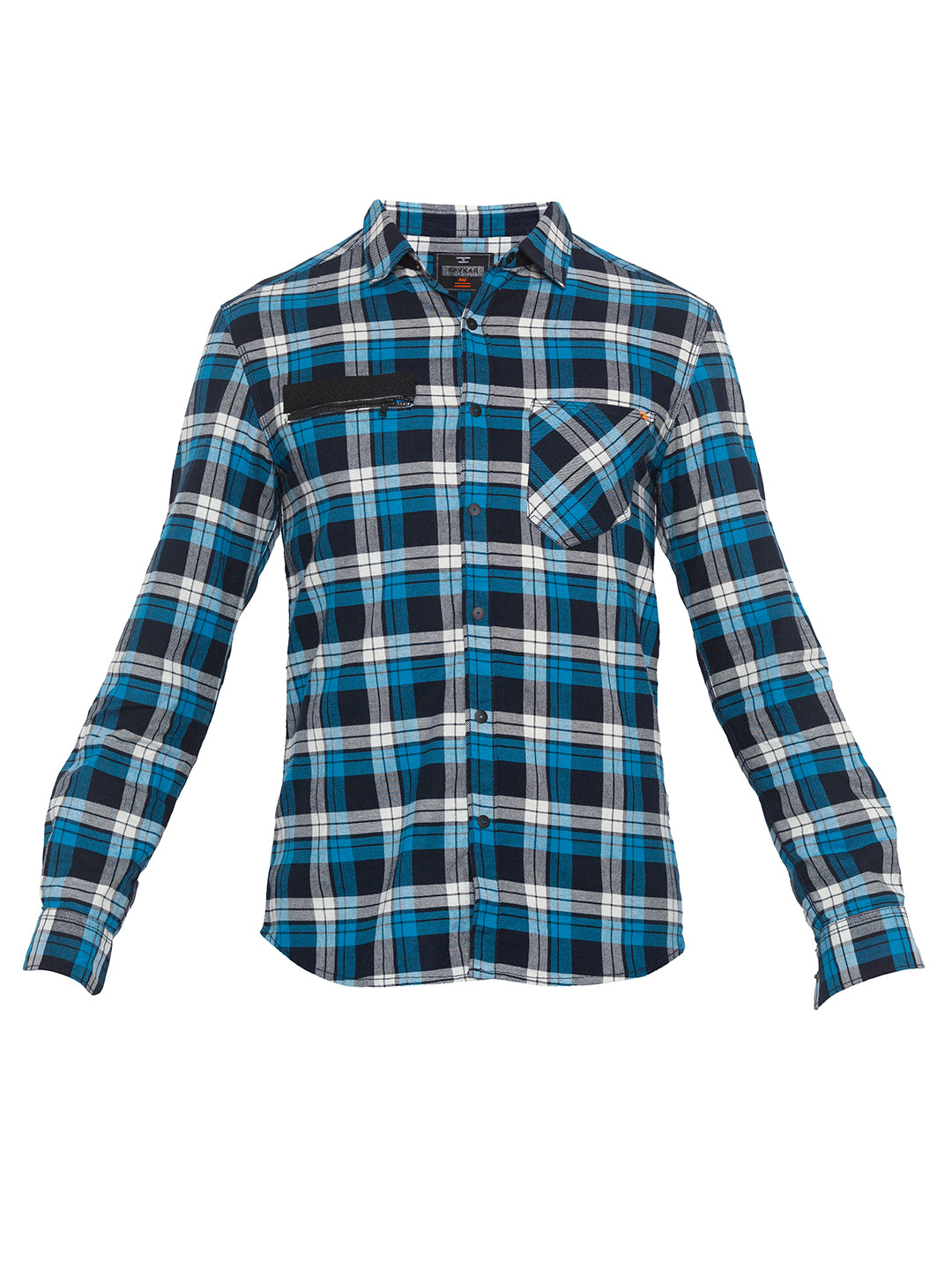 Spykar Men Blue Checked Slim Fit Casual Shirt