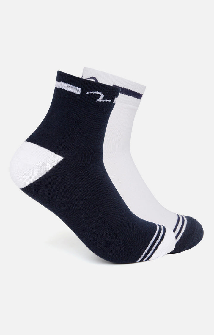 Spykar Navy & White Solid Ankle Length Socks