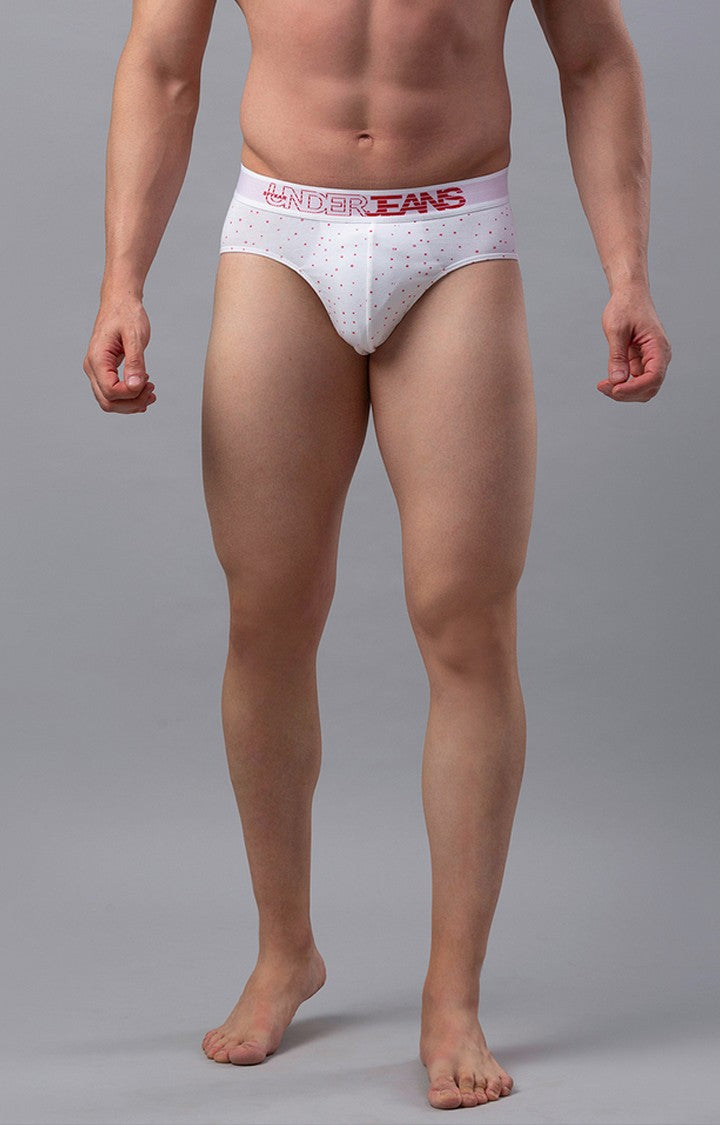 White Cotton Blend Brief For Men Premium- Underjeans By Spykar