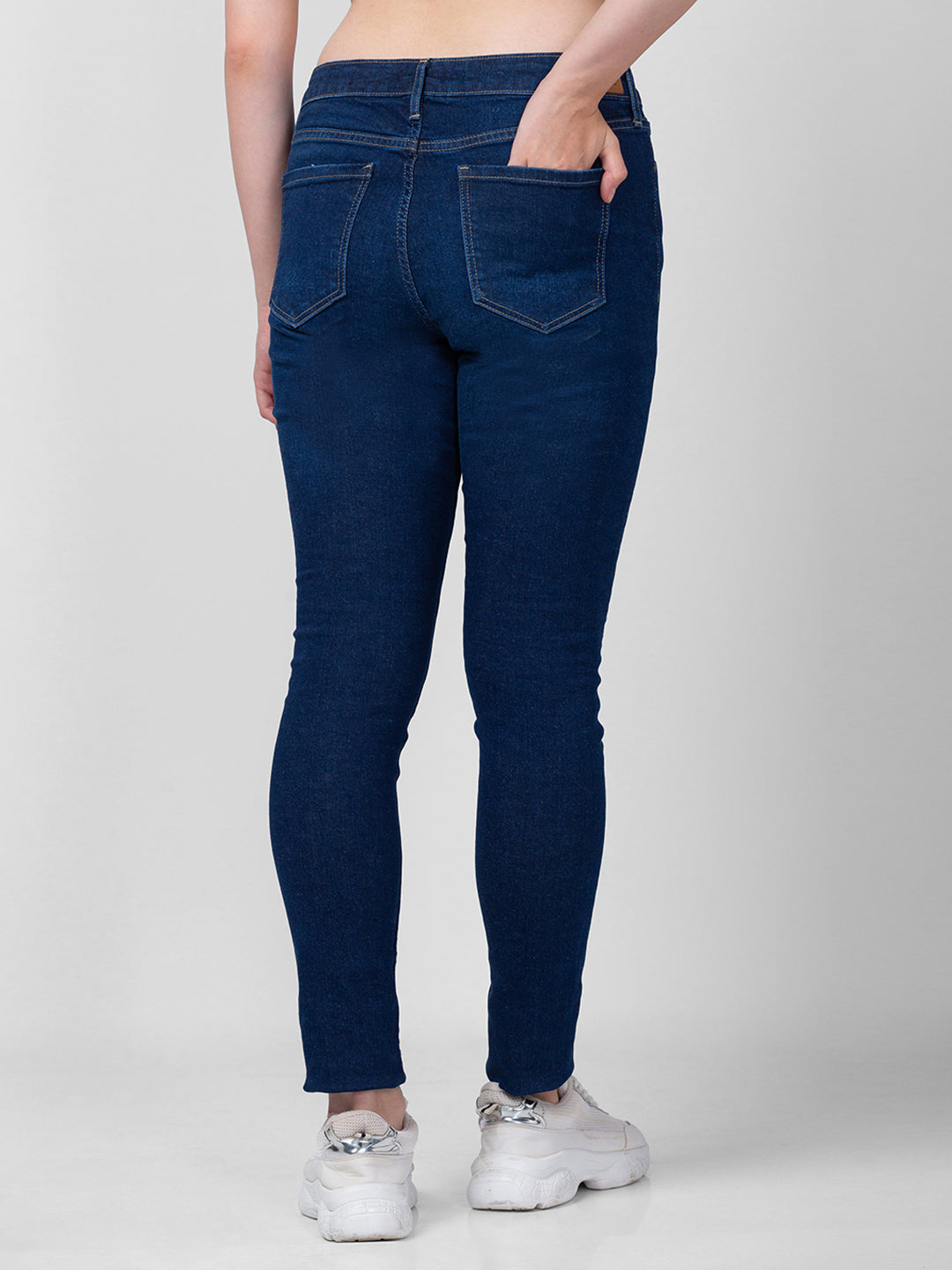 Spykar Women Dark Blue Cotton Skinny Fit Regular Length Jeans (Adora)