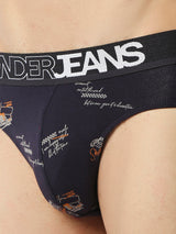 Men Premium Navy Blue Cotton Blend Regular Fit Brief- Underjeans By Spykar