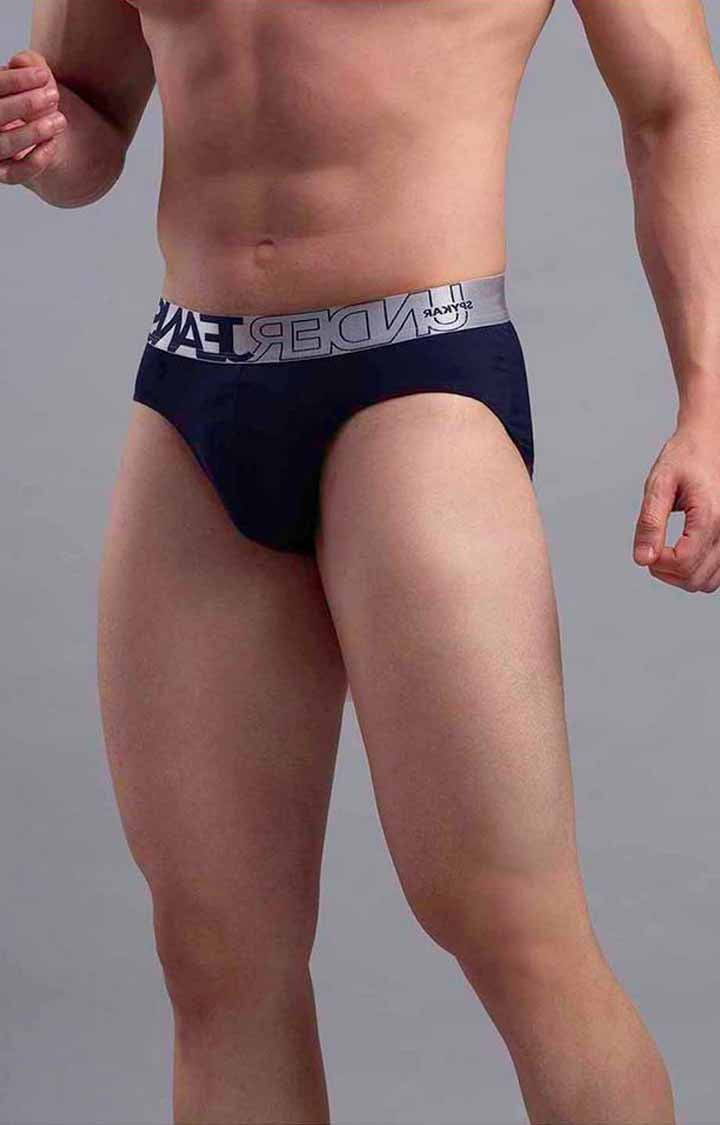 Underjeans By Spykar Navy Blue Briefs For Men