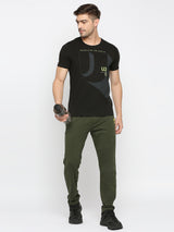 Men Premium Cotton Blend Olive Trackpant- Underjeans By Spykar