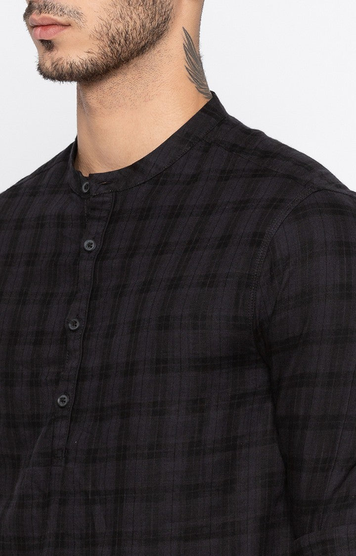 Spykar Men'S Black Cotton Checked Casual Shirts