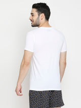 Men Premium White & Wine Cotton Regular Fit Round Neck T-Shirts - Pack Of 2 - Underjeans By Spykar