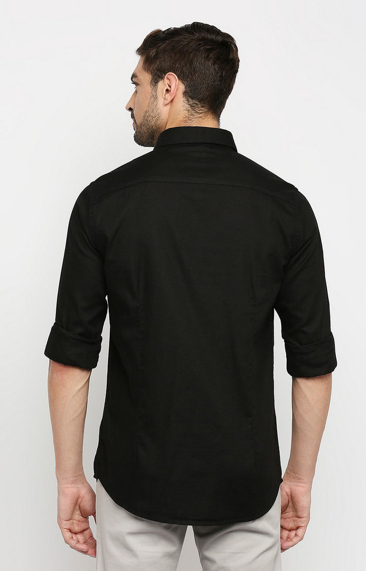 Spykar Men Black Cotton Regular Fit Full Sleeve Casual Shirt