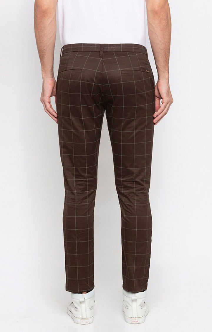 Spykar Men Brown Cotton Slim Fit Casual Trousers