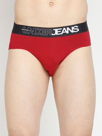 Men Premium Black & Maroon Cotton Blend Brief - Pack Of 2- Underjeans By Spykar