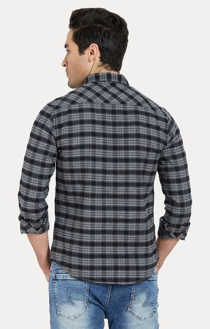 Spykar Men'S Black Cotton Checked Casual Shirts