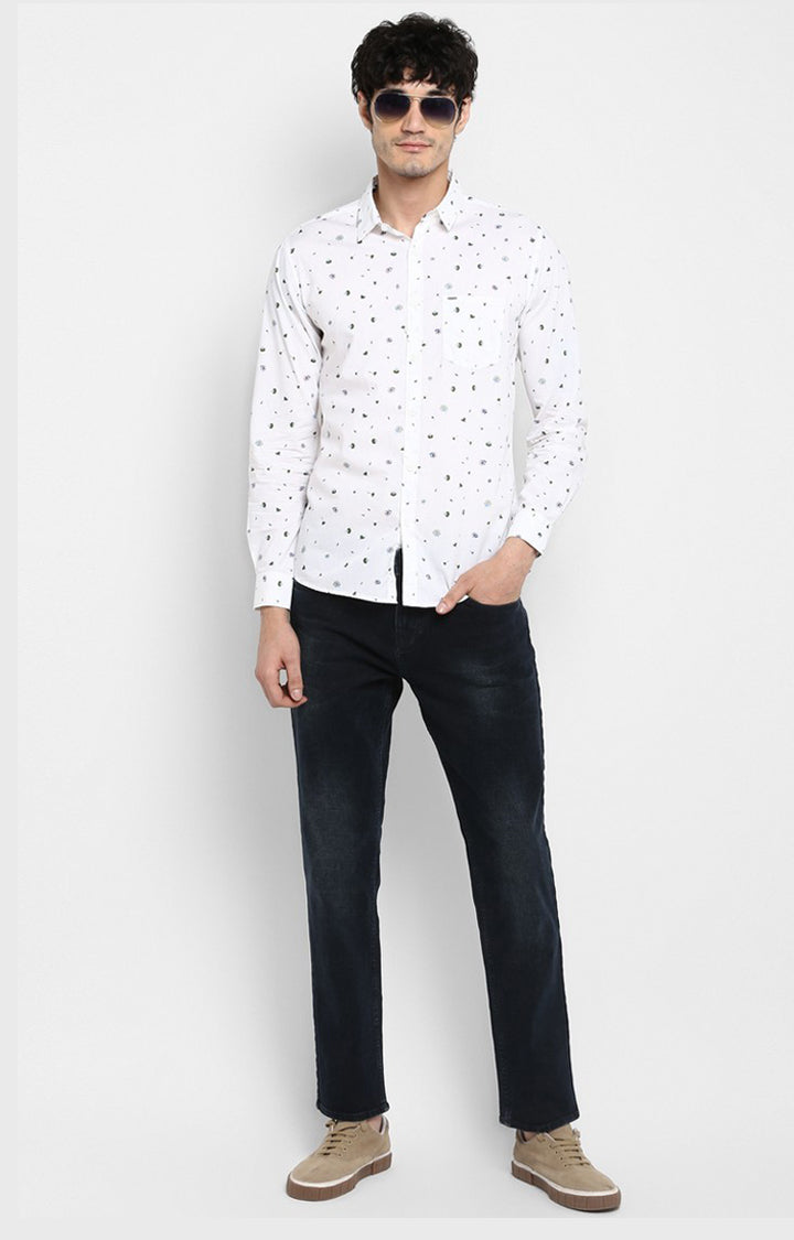 Spykar White Cotton Slim Fit Shirts For Men