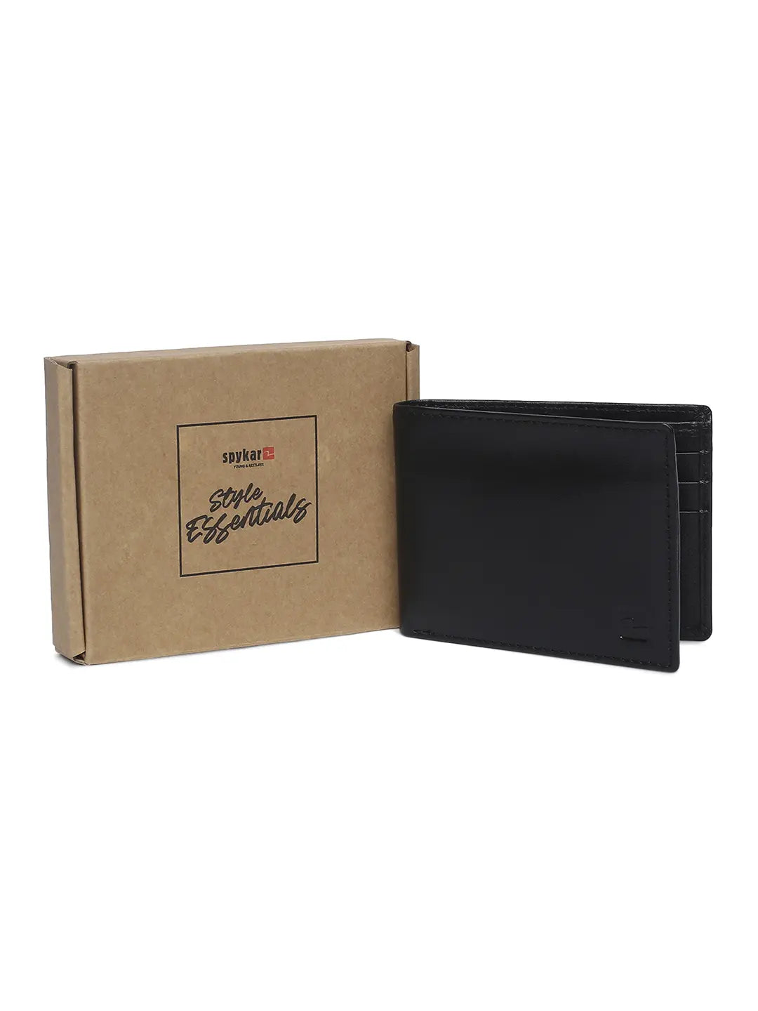 Spykar Men Black Leather Bi-Fold Wallet