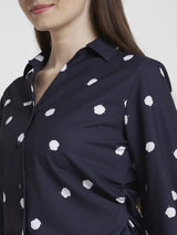 Spykar Women Black Cotton Regular Fit Full Sleeve Printed Shirt