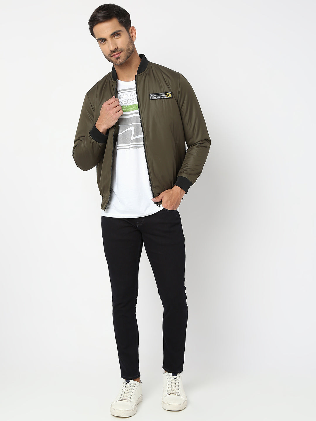 Spykar Men Forest Green Nylon Regular Fit Jacket