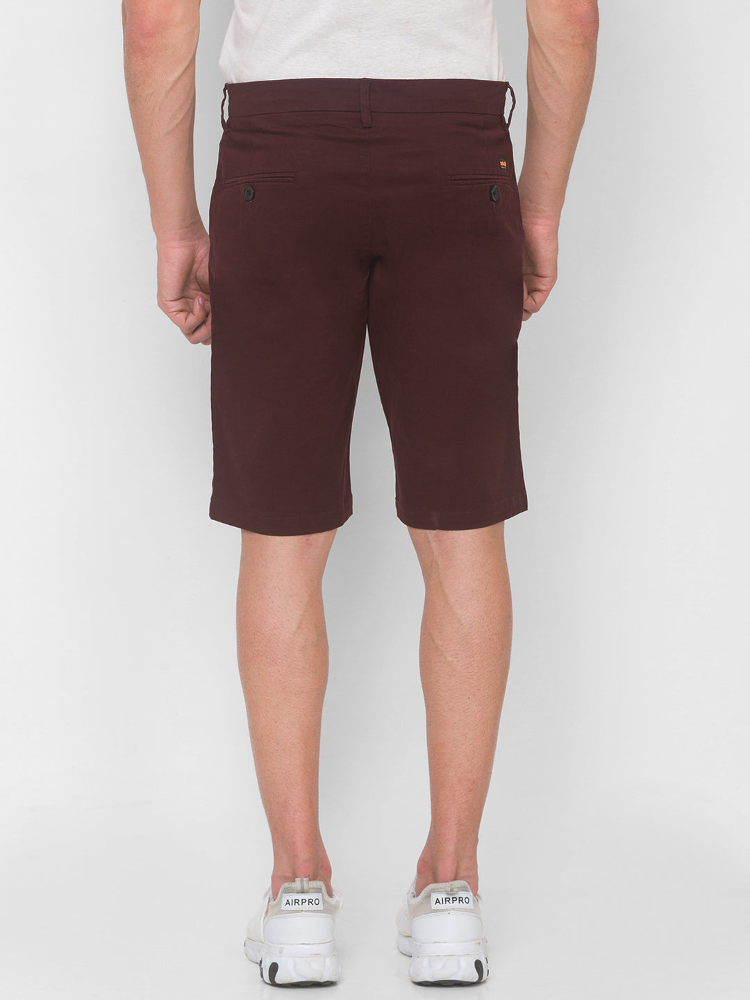 Spykar Men Wine Red Solid Relaxed Mid-Rise Shorts (Relaxed)