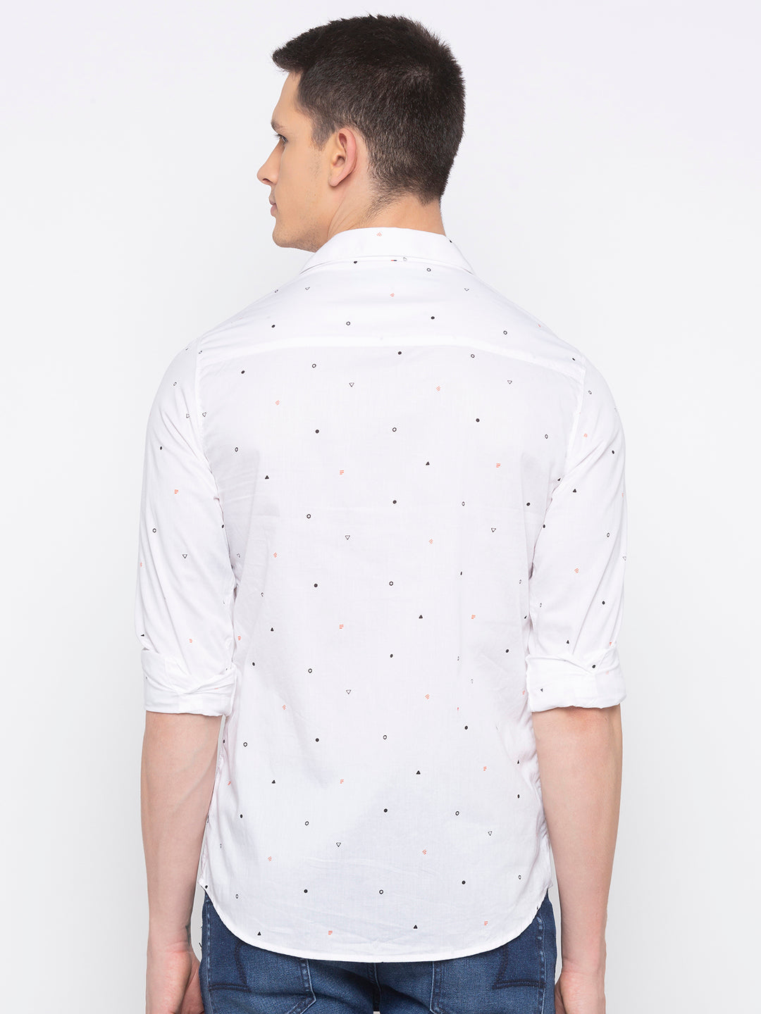 Spykar Men White Printed Slim Fit Casual Shirt