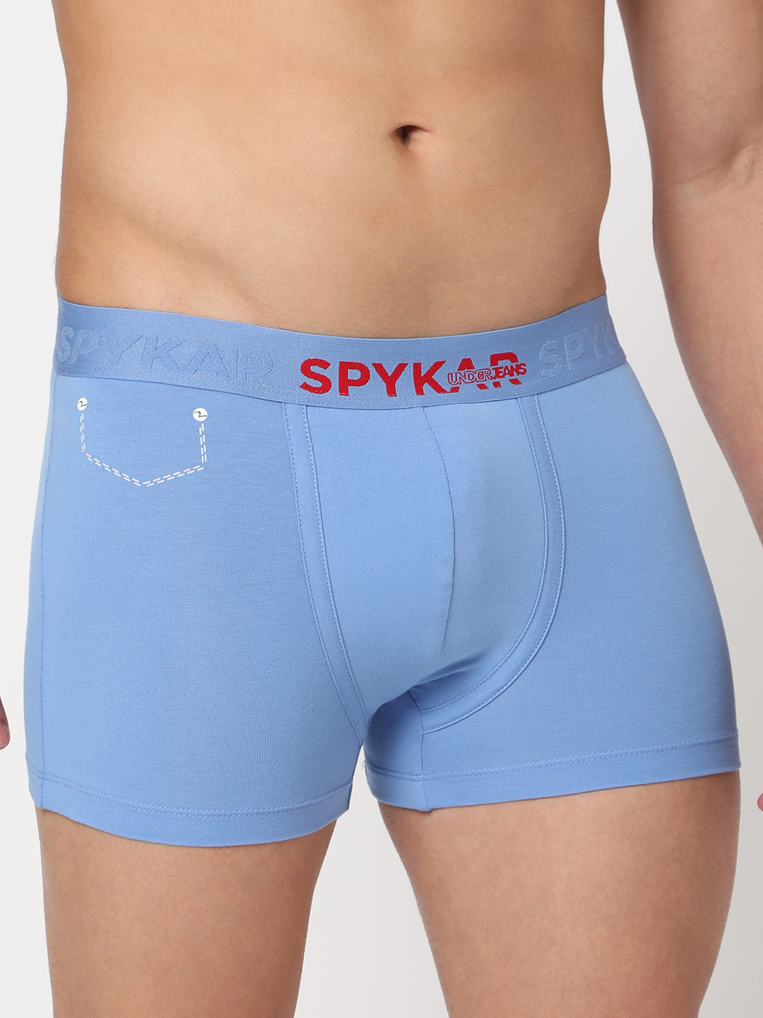 Men Premium Bright Blue Cotton Blend Trunk- Underjeans By Spykar