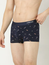 Underjeans By Spykar Men Super Premium Printed Bonded Elastic Navy Trunk