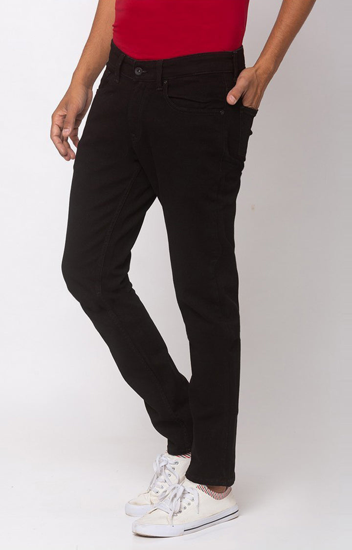 Spykar Black Cotton Stretch Slim Fit Narrow Length Jeans (Skinny)