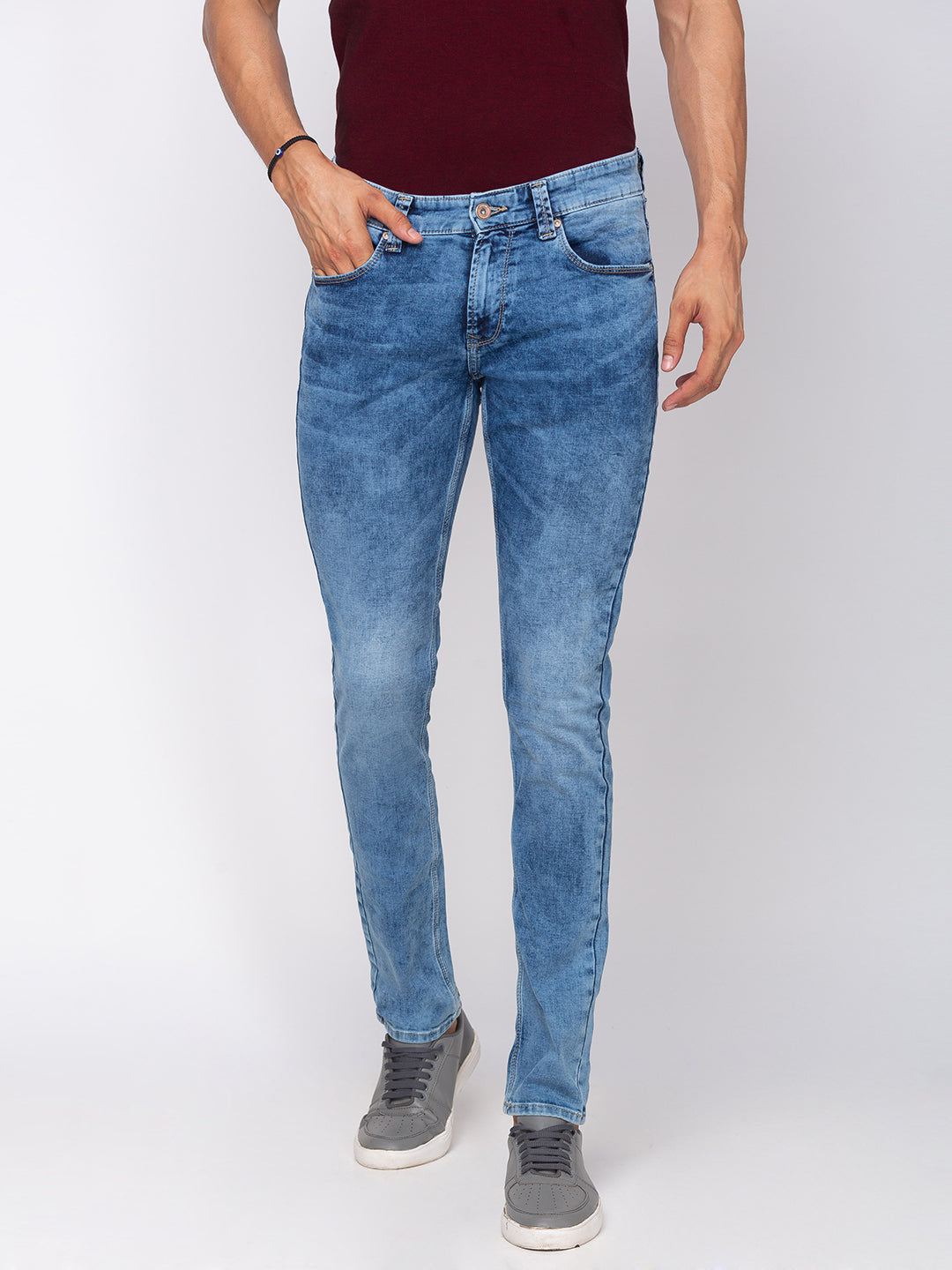 Spykar Men Blue Cotton Slim Fit Narrow Length Jeans (Skinny)