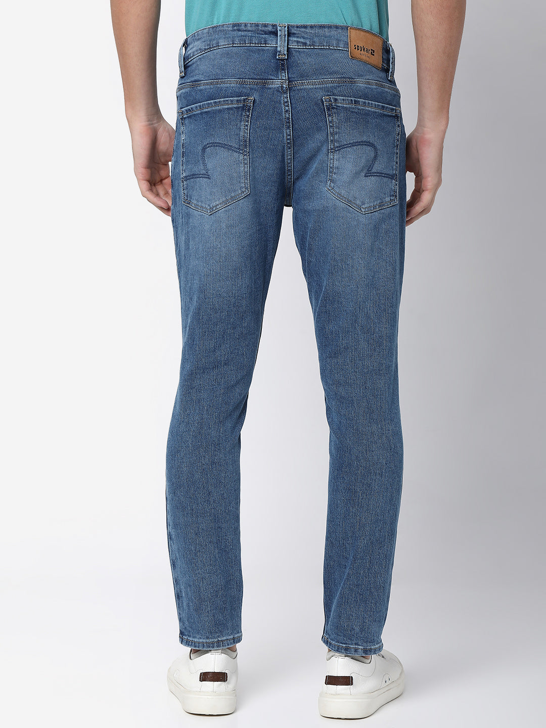 Spykar Men Mid Blue Cotton Slim Fit Tapered Length Jeans (Kano)