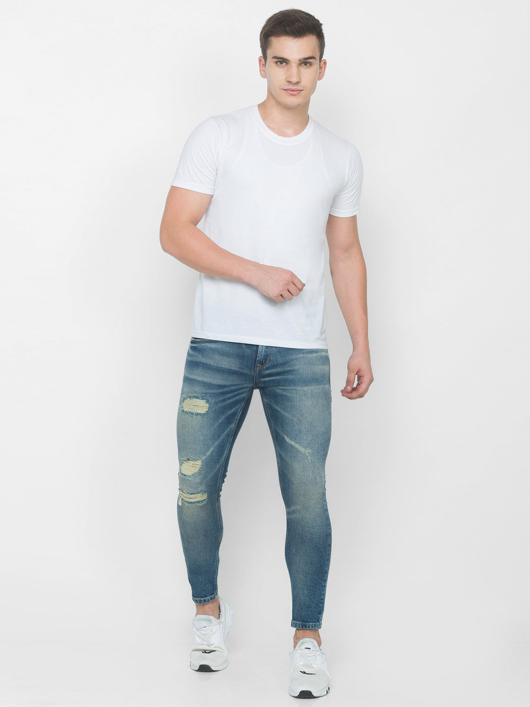 Spykar Men Blue Cotton Slim Fit Tapered Length Jeans (Kano)