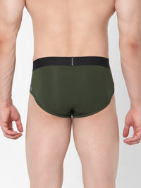 Underjeans By Spykar Men Premium Cotton Blend Olive Brief
