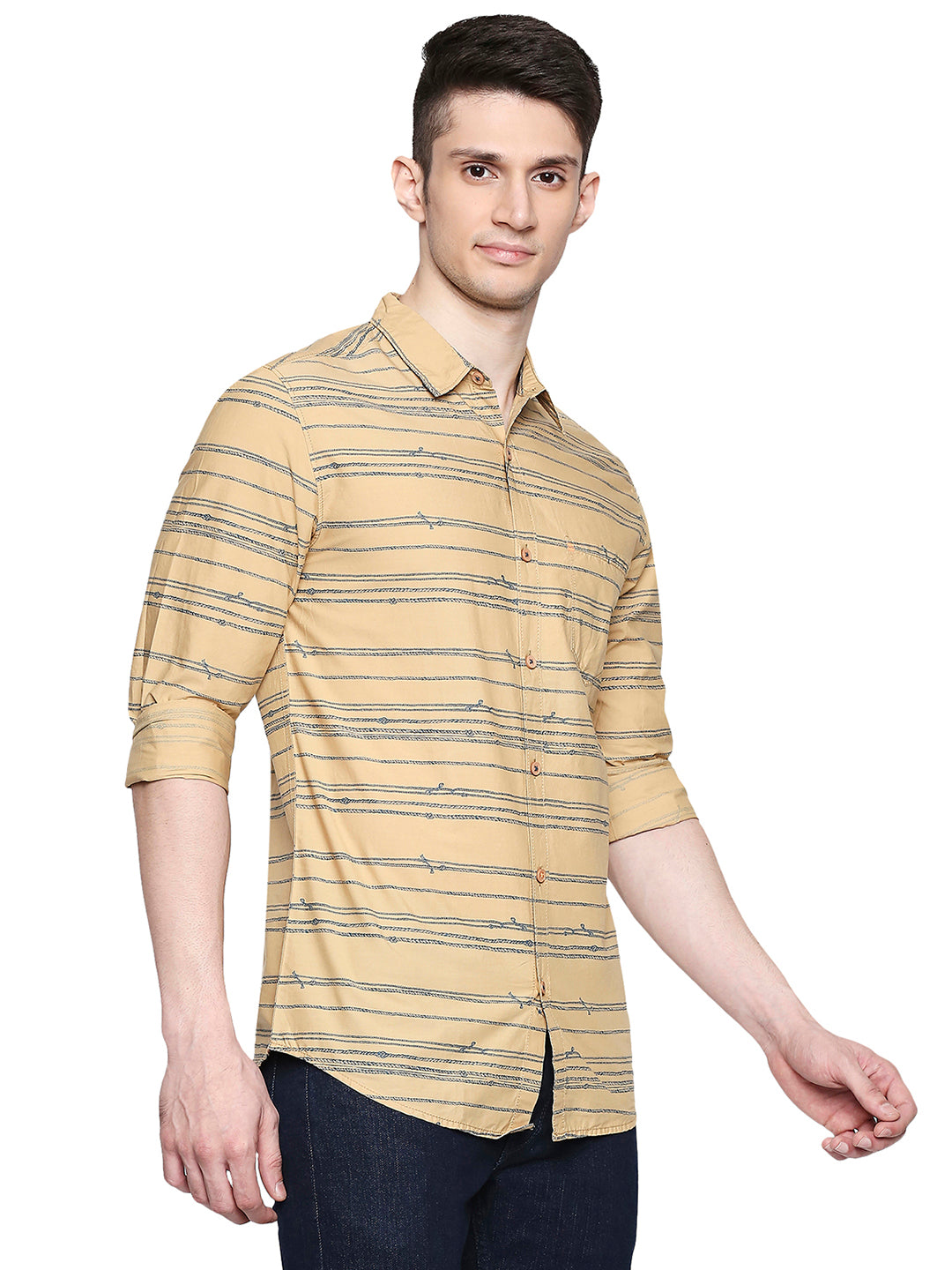 Spykar Men Cotton Khaki Shirt