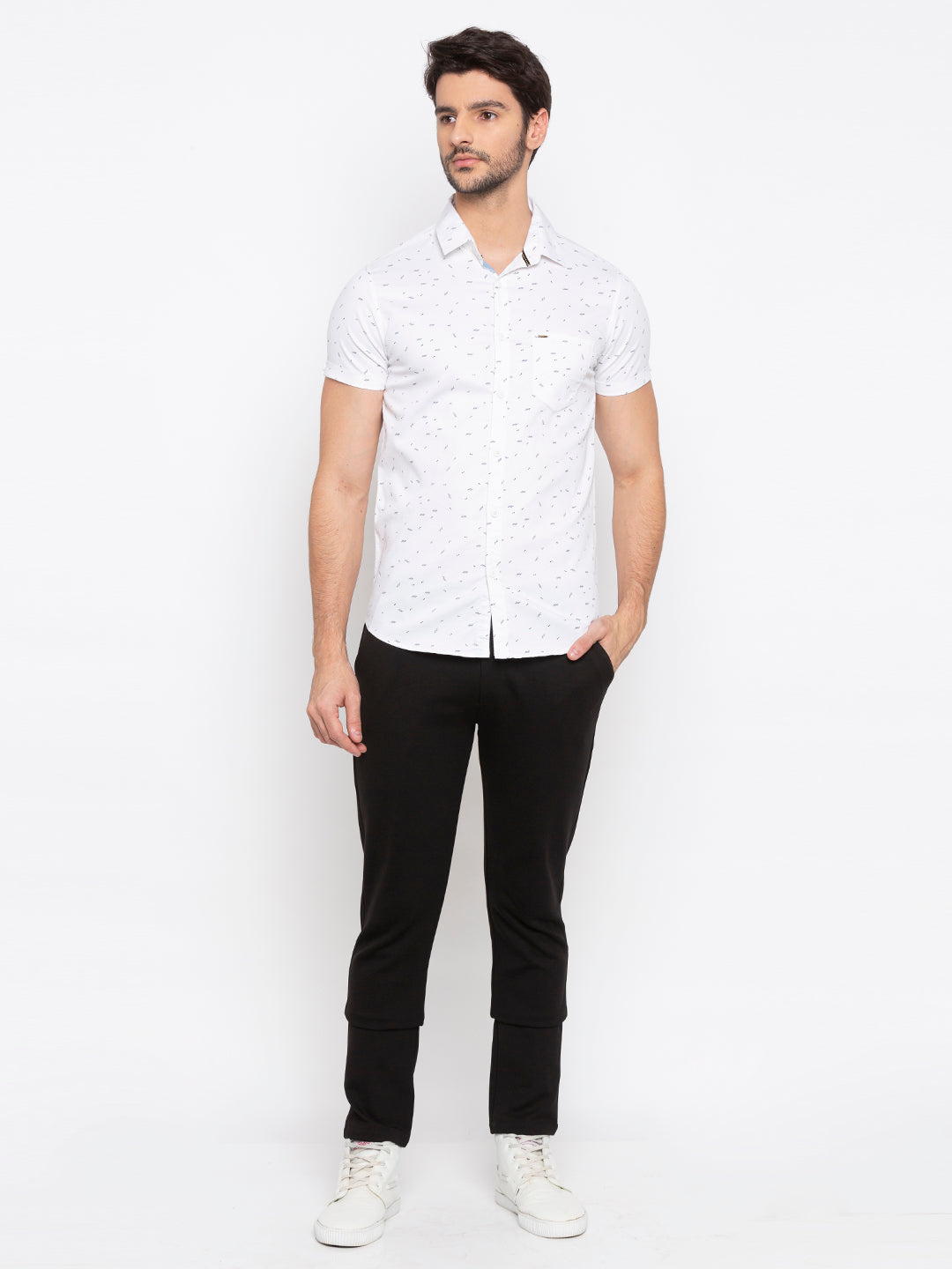 Spykar Men White Printed Slim Fit Casual Shirt