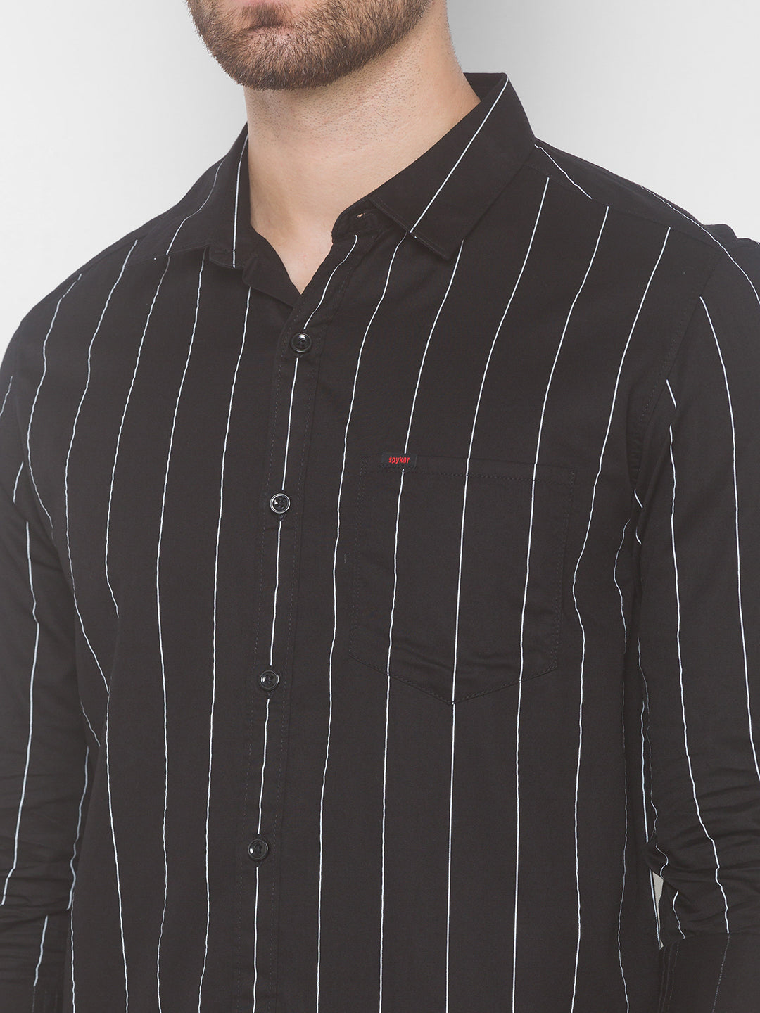 Spykar Men Black Cotton Slim Fit Shirt