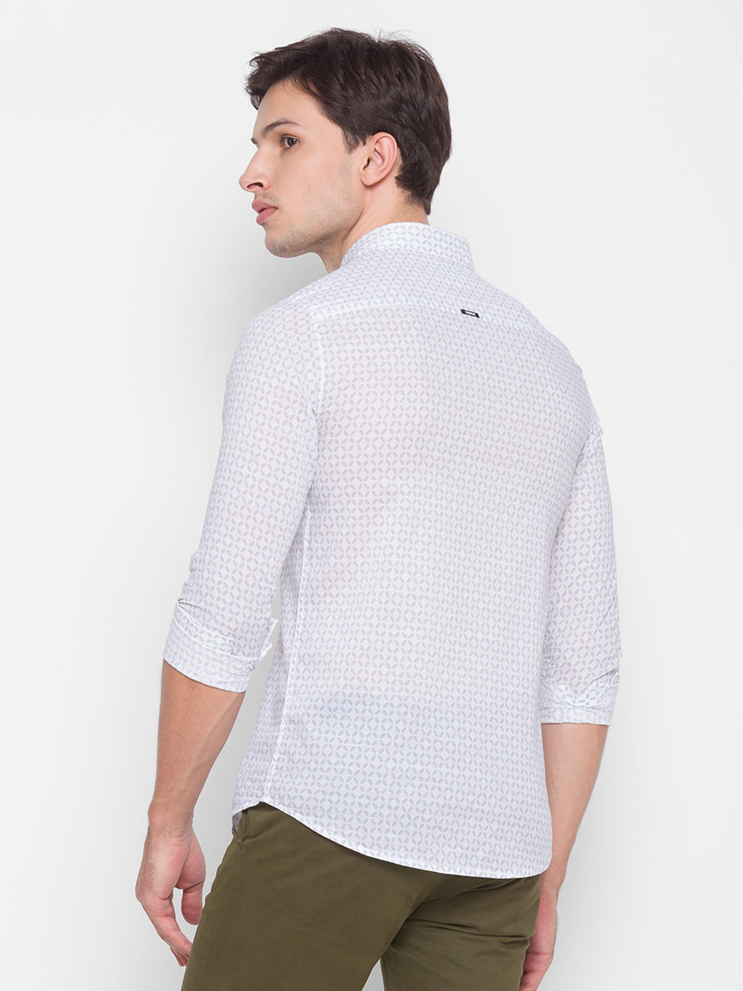 Spykar White Cotton Men Shirt