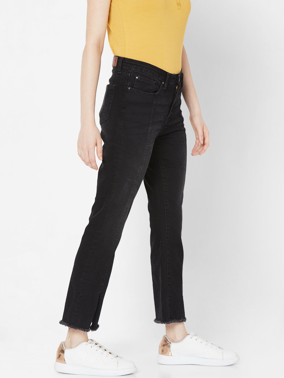 Spykar Women Black Cotton Skinny Fit Regular Length Jeans (YNR)