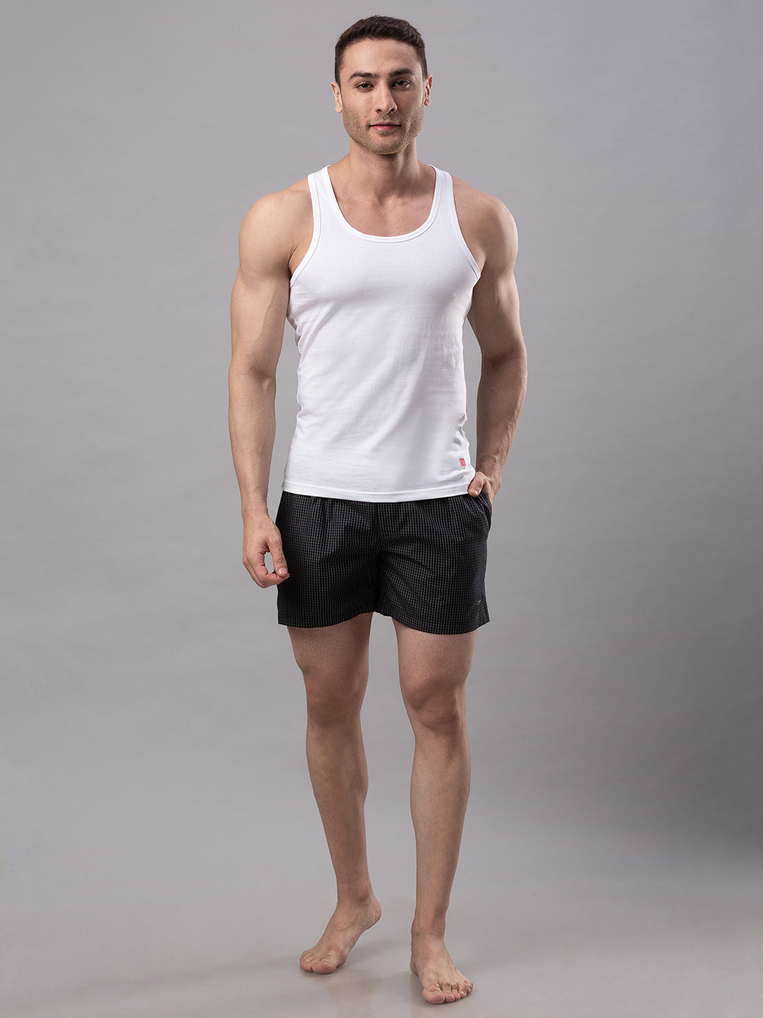 White 100% Cotton Vest (Round Neck)- UnderJeans by Spykar