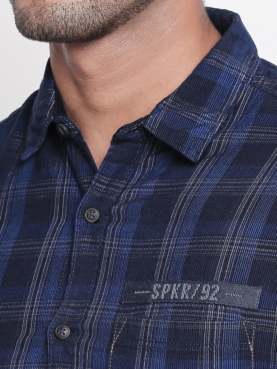 Spykar Men Navy Checked Slim Fit Casual Shirt