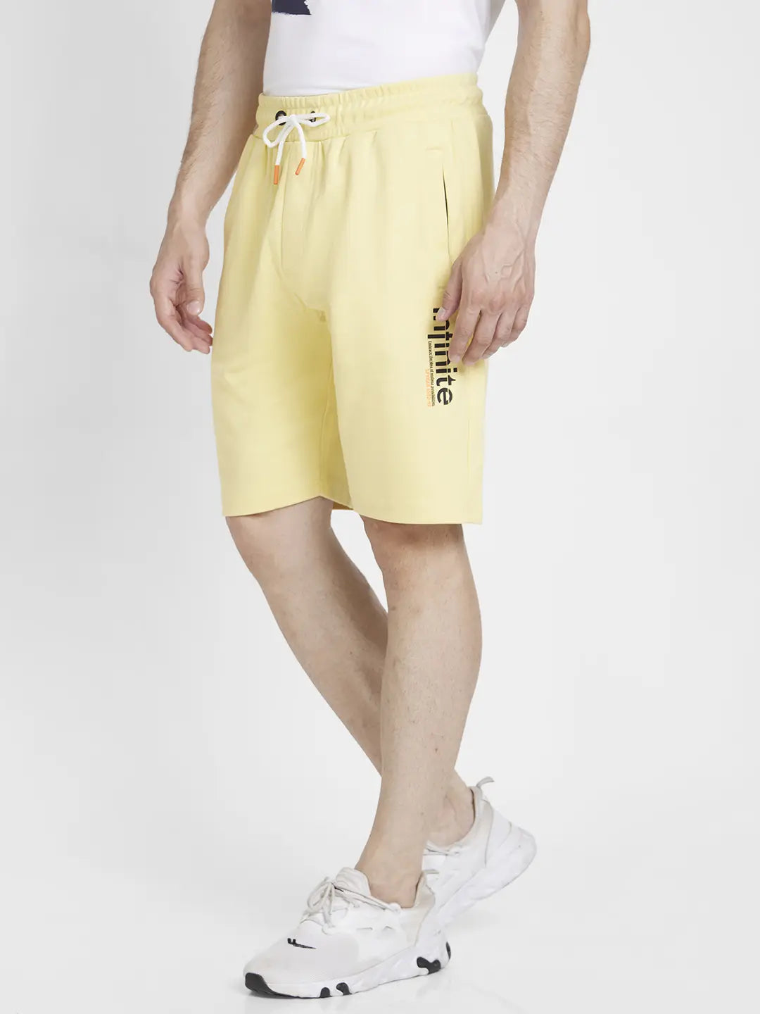 Spykar Men Pastel Yellow Blended Knee Length Shorts