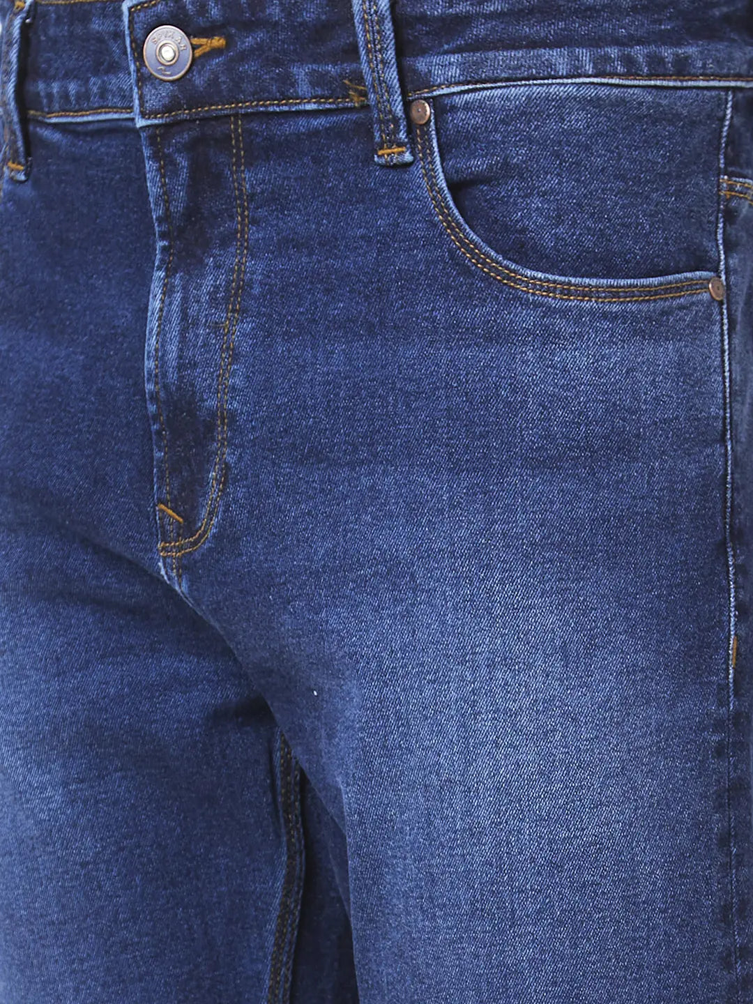 Spykar Men Dark Blue Cotton Stretch Comfort Fit Straigth Length Clean Look Mid Rise Jeans (Ricardo)